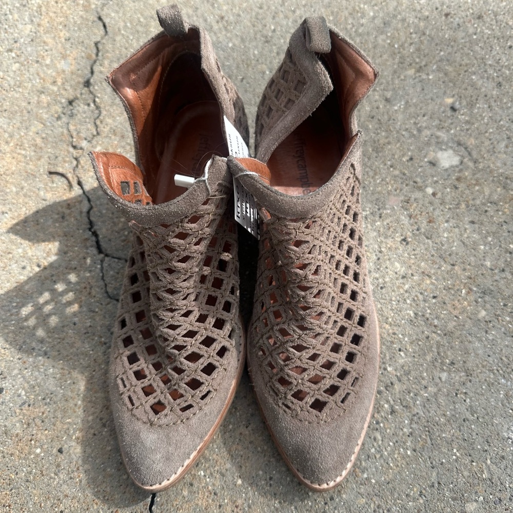 Jeffrey Campbell Brown Suede Cutout Ankle Boots